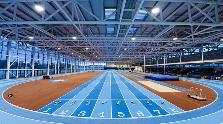 23 January 2013; A general view of the Athlone Institute of Technology International Arena. The €10 million facility has a footprint of 6,818m² and an overall building floor area of 9,715m². Some 850 tonnes of structural steel and 50,000 concrete blocks went into the construction of the facility which can house 2,000 spectators. The official opening of the arena will take place next month, prior to the hosting of the Athletics Ireland Senior Indoor Championships on 16-17 February. Athlone Institute of Technology, Athlone, Co. Westmeath. Picture credit: Stephen McCarthy / SPORTSFILE *** NO REPRODUCTION FEE ***